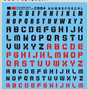 Decal - C004A - English alphabet (Black Red)